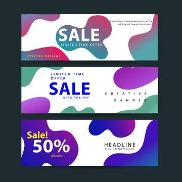 Vector design for horizontal banners set, web banners with Colorful liquid sh Stock-Illustration