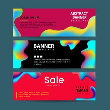 Vector design for horizontal banners set, web banners with Colorful liquid sh Stock Illustration