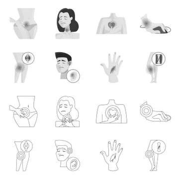 Vector design of hospital and rendering symbol. Collection of hospital and help Stock Illustration