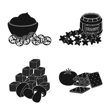 Vector design of ingredient and organic logo. Set of ingredient and product Illustrazione stock