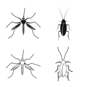 Vector design of insect and fly symbol. Collection of insect and element stock Illustrazione stock