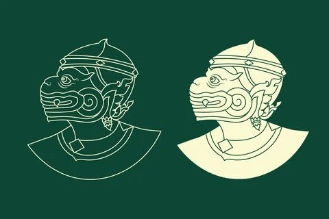 Vector design of Khmer Hanuman in Khmer art style Stock Illustration