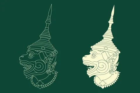 Vector design of Khmer Hanuman in Khmer art style Stock Illustration