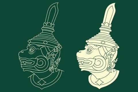 Vector design of Khmer Hanuman in Khmer art style Stock Illustration