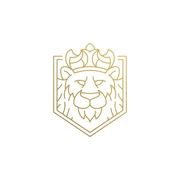 Vector design of king of animals hand drawn with thin lines Illustrazione stock