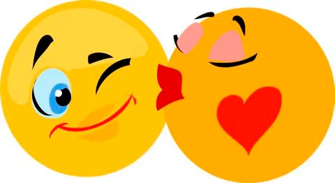 Vector design of a kissing emoticons Stock Illustration