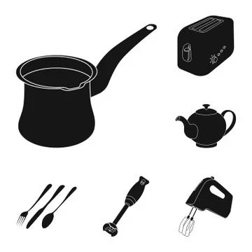 Vector design of kitchen and cook sign. Set of kitchen and appliance vector icon Stock Illustration