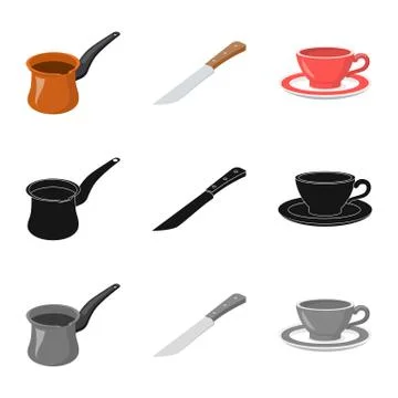 Vector design of kitchen and cook symbol. Collection of kitchen and appliance Stock Illustration