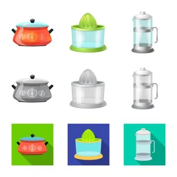 Vector design of kitchen and cook sign. Set of kitchen and appliance vector icon 스톡 일러스트