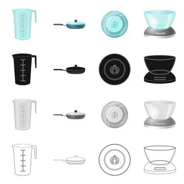 Vector design of kitchen and cook icon. Collection of kitchen and appliance Stock Illustration