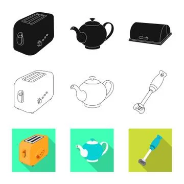 Vector design of kitchen and cook icon. Set of kitchen and appliance stock Stock Illustration