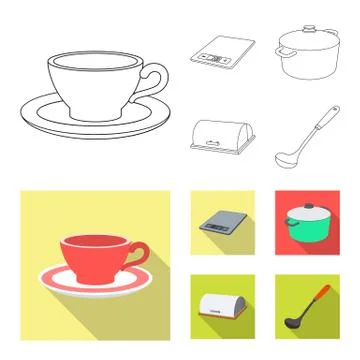 Vector design of kitchen and cook sign. Set of kitchen and appliance stock Stock Illustration