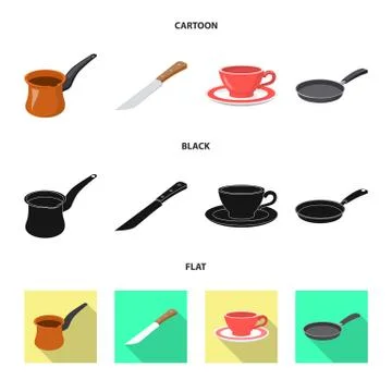 Vector design of kitchen and cook sign. Set of kitchen and appliance stock Stock Illustration