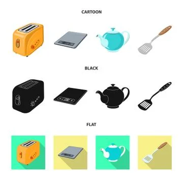 Vector design of kitchen and cook icon. Set of kitchen and appliance stock Illustrazione stock