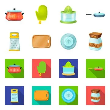 Vector design of kitchen and cook symbol. Set of kitchen and appliance stock Stock Illustration