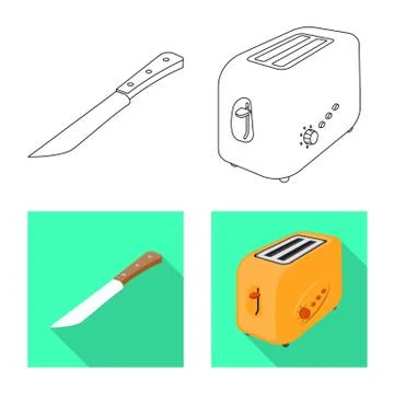 Vector design of kitchen and cook icon. Collection of kitchen and appliance Illustrazione stock