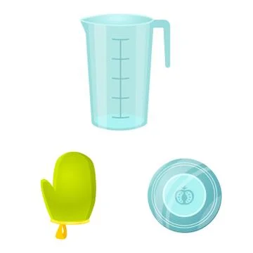 Vector design of kitchen and cook icon. Set of kitchen and appliance stock 库存插图