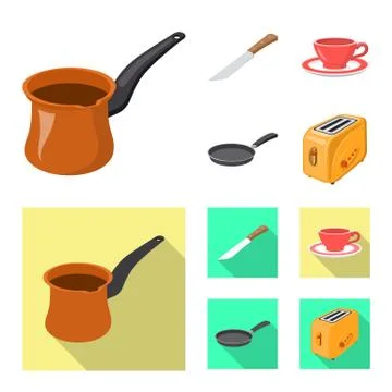 Vector design of kitchen and cook sign. Collection of kitchen and appliance Stock Illustration