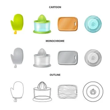 Vector design of kitchen and cook symbol. Set of kitchen and appliance vector Stock Illustration