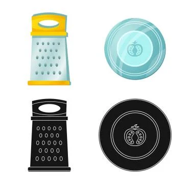 Vector design of kitchen and cook symbol. Set of kitchen and appliance vector Stock Illustration