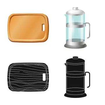 Vector design of kitchen and cook symbol. Set of kitchen and appliance stock Stock Illustration