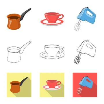 Vector design of kitchen and cook icon. Set of kitchen and appliance stock Stock Illustration