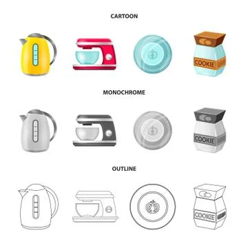Vector design of kitchen and cook sign. Set of kitchen and appliance vector icon Stock Illustration