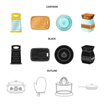 Vector design of kitchen and cook logo. Set of kitchen and appliance stock Stock Illustration