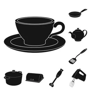 Vector design of kitchen and cook sign. Collection of kitchen and appliance Stock Illustration