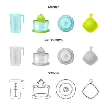 Vector design of kitchen and cook symbol. Set of kitchen and appliance stock Stock Illustration