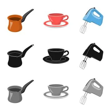 Vector design of kitchen and cook sign. Collection of kitchen and appliance Stock Illustration