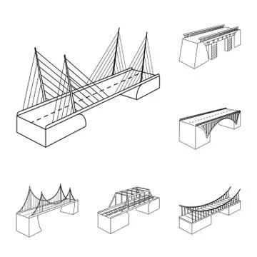 Vector design of landmark and structure icon. Set of landmark and crossing stock Stockillustratie