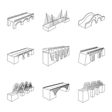 Vector design of landmark and structure logo. Collection of landmark and Stockillustratie