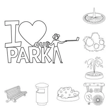 Vector design of landscape and nature symbol. Collection of landscape and city Stock Illustration