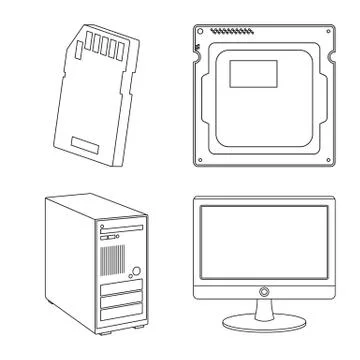 Vector design of laptop and device symbol. Collection of laptop and server stock Stock Illustration