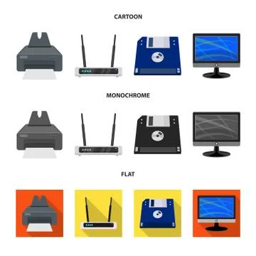 Vector design of laptop and device sign. Collection of laptop and server vector Illustrazione stock