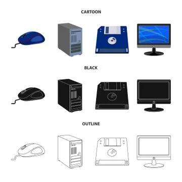 Vector design of laptop and device symbol. Set of laptop and server stock symbol 스톡 일러스트