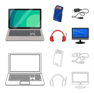 Vector design of laptop and device icon. Collection of laptop and server vector Stock Illustration