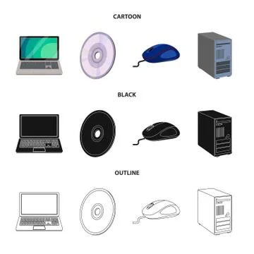 Vector design of laptop and device sign. Collection of laptop and server stock Stock Illustration