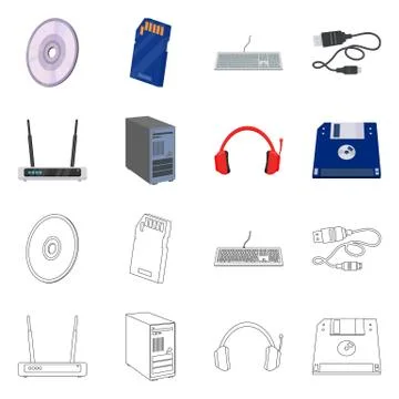 Vector design of laptop and device symbol. Collection of laptop and server stock Stock Illustration