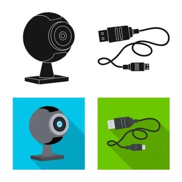 Vector design of laptop and device symbol. Set of laptop and server stock vector 스톡 일러스트