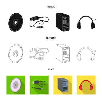 Vector design of laptop and device icon. Collection of laptop and server stock Stock Illustration
