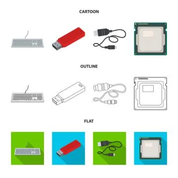 Vector design of laptop and device symbol. Set of laptop and server vector icon Stock Illustration