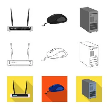 Vector design of laptop and device symbol. Collection of laptop and server Stock Illustration