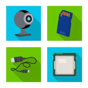 Vector design of laptop and device logo. Set of laptop and server stock symbol 스톡 일러스트