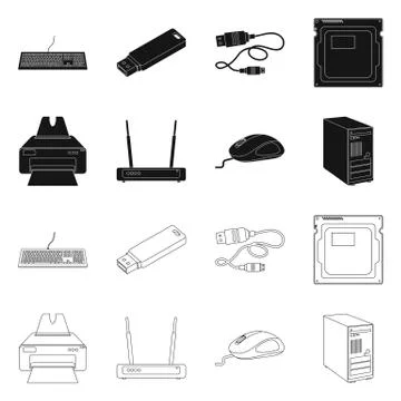 Vector design of laptop and device icon. Set of laptop and server stock symbol Stock Illustration