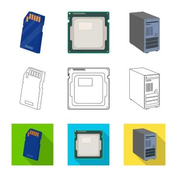 Vector design of laptop and device icon. Set of laptop and server stock vector Stock Illustration