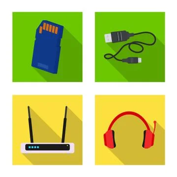 Vector design of laptop and device symbol. Collection of laptop and server Illustrazione stock