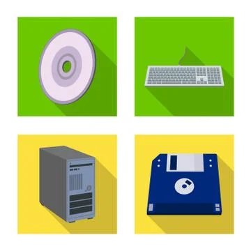 Vector design of laptop and device sign. Set of laptop and server stock symbol Stock Illustration