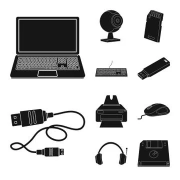 Vector design of laptop and device symbol. Collection of laptop and server 스톡 일러스트